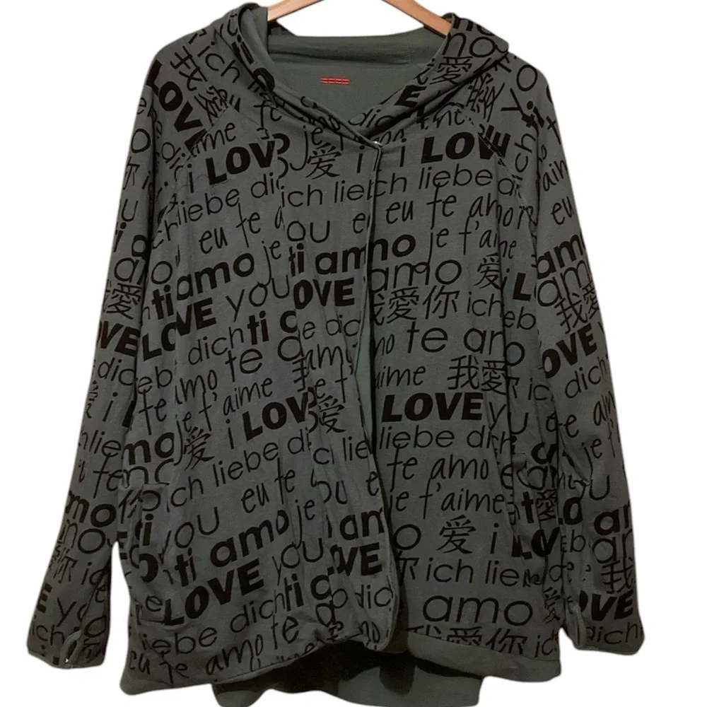 Peace Love World Reversible Oversized Hoodie - Picture 3 of 11